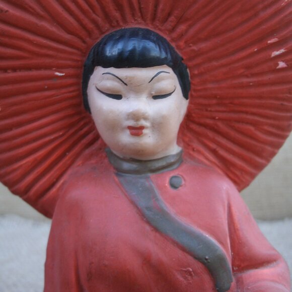 Vintage Chinese Boy & Girl Chalkware Figurines - Picture 15 of 16